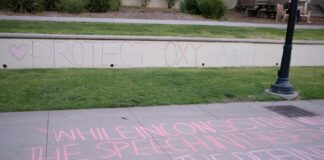 Students’ anti-Asian texts create uproar on campus; students demand action chalk messages in front of the cooler