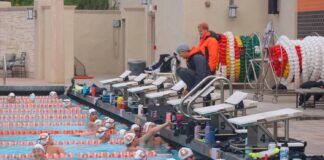 Swim and Dive celebrate their seniors and face off against Chapman OXY Swim & Dive Team training
