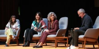 Jane Fonda and Greg Dalton ’86 discuss environmental justice activism at Thorne Hall
