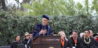 Oxy SJP protest and confrontation with security at Stritikus’s inauguration expose strong divides across campus communities